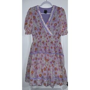 Taylor Dress with Purple and Orange Floral Design